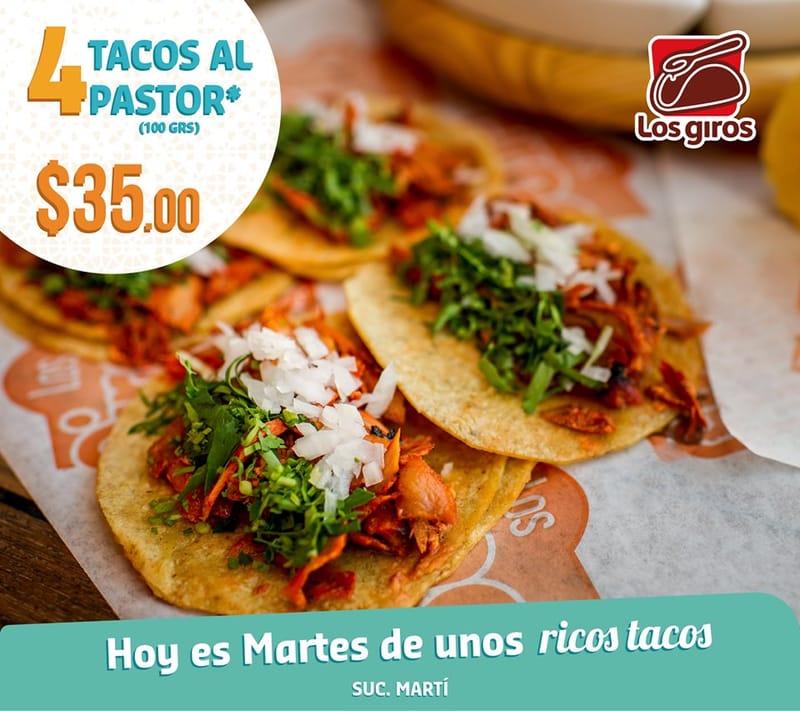 4 Tacos al pastor x $35.00
