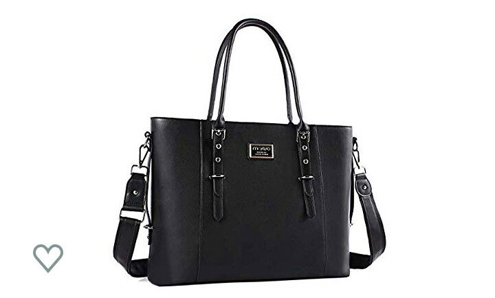MOSISO Laptop Tote Bag for Women (Up to 15.6 Inch), Water Resistant PU Leather Large Capacity with Padded Compartment Business Work Shoulder Briefcase Handbag Compatible MacBook & Notebook, Black / AED:168.99