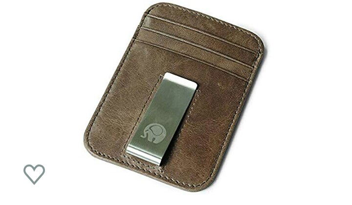 RFID Blocking Soft Vintage Genuine Cowhide Leather Men Money Clip Women Simple Wallet for Male Credit Card Wallet Slim Minimalist Clamps for Unisex (Coffee)-QB44-3 / AED:36.61