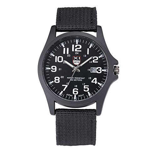 Gfengkuan Men Sport Smart Watch Date Analog Quartz Watch Sport Military Stainless Steel Dial Leather Band Wrist Watch Boy Analog Digital Calendar Watch LED Canvas Band Wrist Watch / AED:26.63