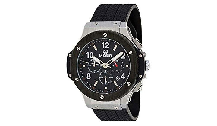 Megir Men's Black Dial Silicone Band Chronograph Watch - 3002-C / AED:99.00