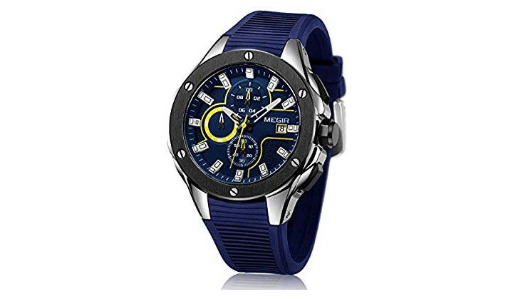 Megir Racing Edition Sports Silicon Watch - 2053 Blue / AED:89.00