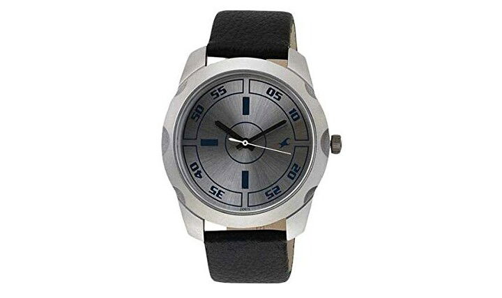 Fastrack Bare Basic Men's Silver Dial Leather Band Watch - T3123SL01 / AED:189.00