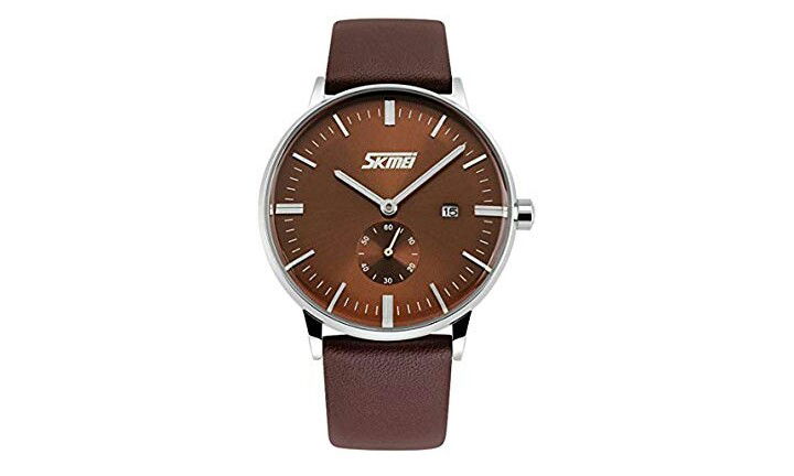 SKMEI Men's casual Leather Quartz Wristwatch With Auto Date / AED:48.99