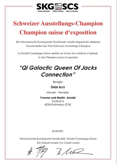 Zwei Championtitel für unsere Zucht