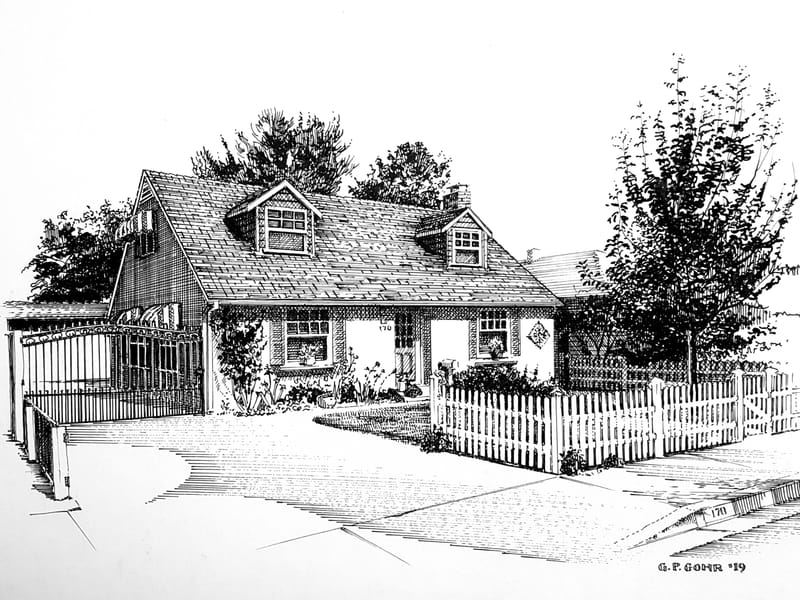 Custom Home Pen & Ink Rendering