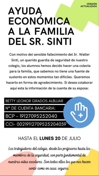 Ayuda Económica a la Familia del SR. Sinti