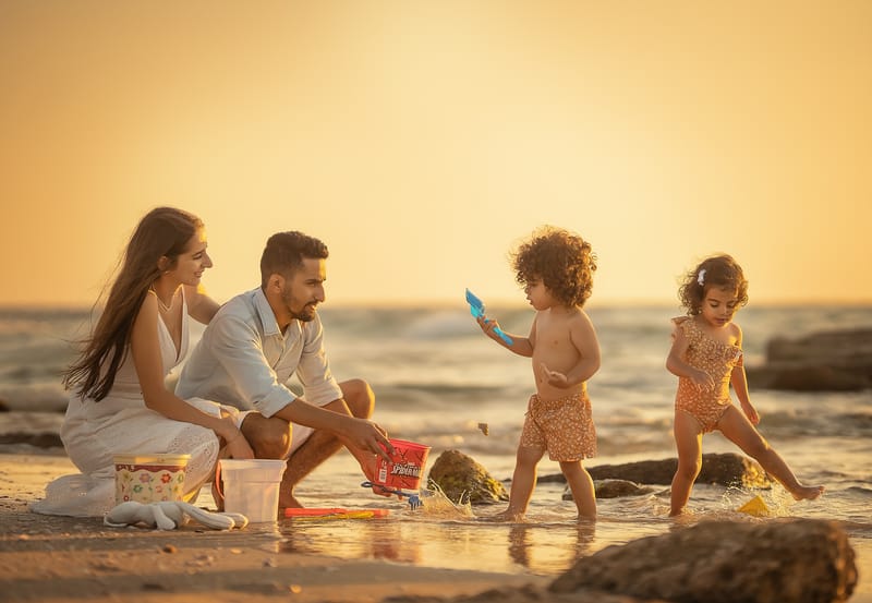 צילומי משפחה בים | צילומי הריון בים | צילומי גיל שנה בים