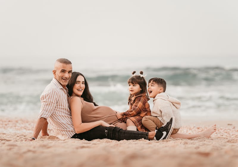 צילומי משפחה בים | צילומי הריון בים | צילומי גיל שנה בים