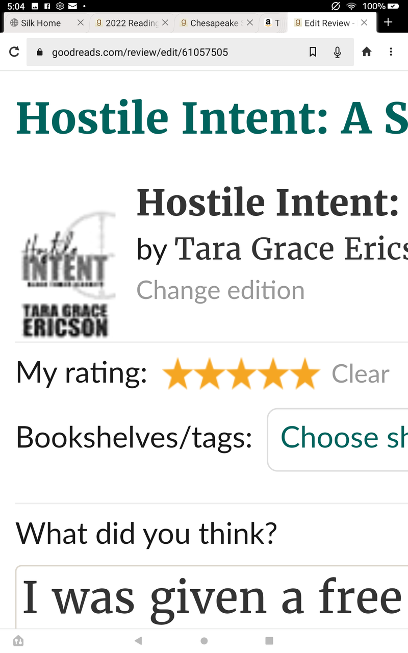 Hostile intent by Tara Grace Erickson ( a sweet romance suspense black tower security book 2)
