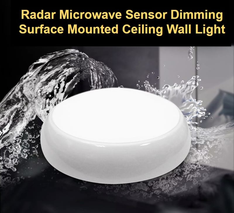 Saba Japan Radar Microwave Sensor Auto Reset Dimming IP65 Surface Mounted Ceiling Wall Light