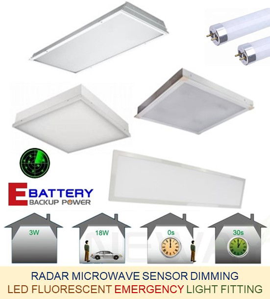 Saba Japan T8 DC IP40 Radar Microwave Sensor Auto Reset Dimming Montana Prismatic Emergency Light (External Driver)