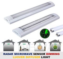 Saba T8 IP22 Radar Microwave Sensor Dimming Glass Light Fitting (Internal Driver)