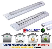 Saba Japan IP22 T8 Radar Microwave Sensor Auto Reset Dimming Half Power Emergency Light Batten (Internal Driver)