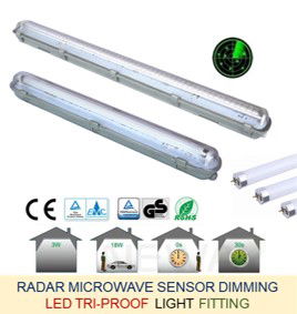 Saba Japan T8 IP65 Radar Microwave Sensor Auto Reset Dimming LED Fluorescent Light (Internal Driver)