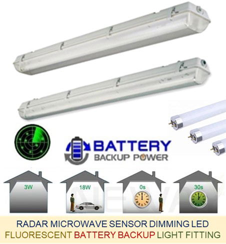 Saba Japan T8 IP65 Radar Microwav Sensor Auto Reset Dimming BUS Battery Backup LED Fluorescent Light