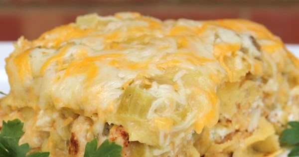 Green Chicken Enchilada Casserole