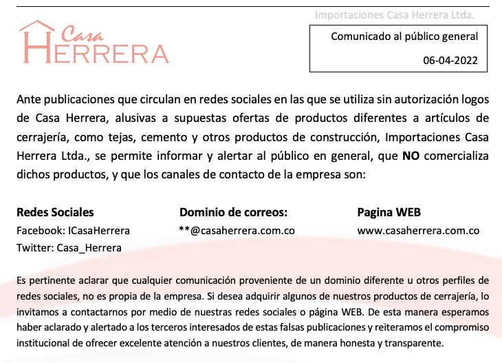 Comunicado al público general 6-4-22