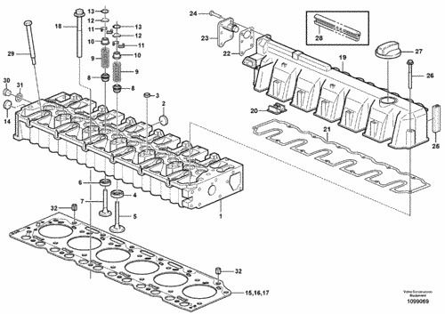 EC210B Prime Cylinder Head : Volvo/Deutz