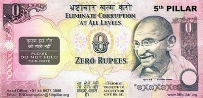 Zero rupee note