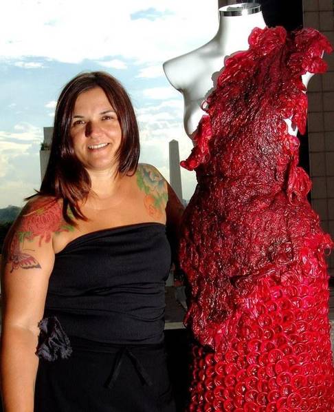 This woman actually made a dress with a condom