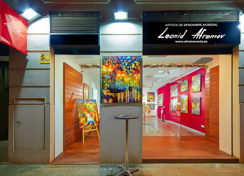 Material de inauguración y publicidad de la Galería de Arte Leonid Afremov