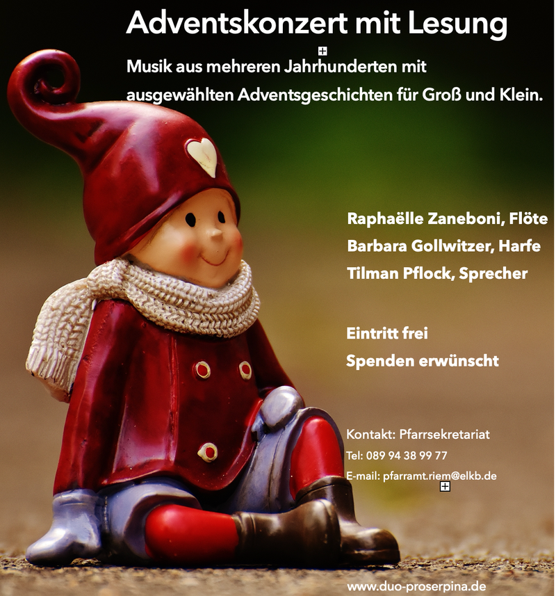 Benefizkonzert - Adventskonzert mit Lesung - Duo Proserpina
