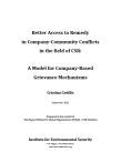 Better Access to Remedy in Company - Community Conflicts in the field of CSR: A Model for Company - Based Grievance Mechanisms