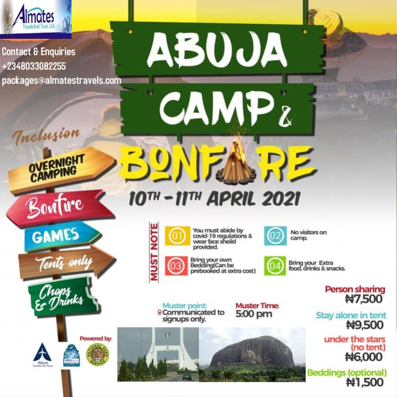 ABUJA Camp & Bonfire Private Getaway!
