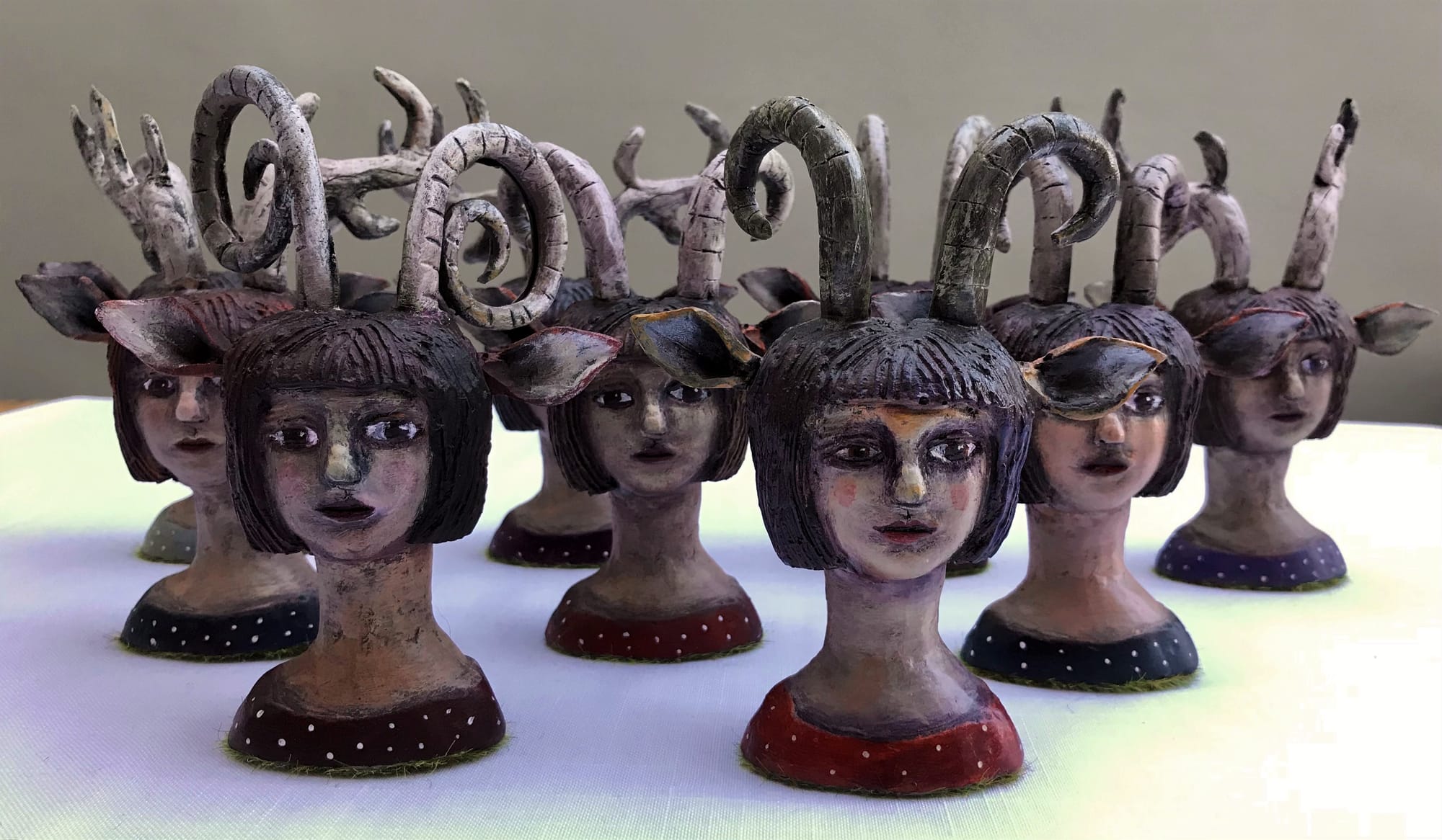 Horned girl ornaments