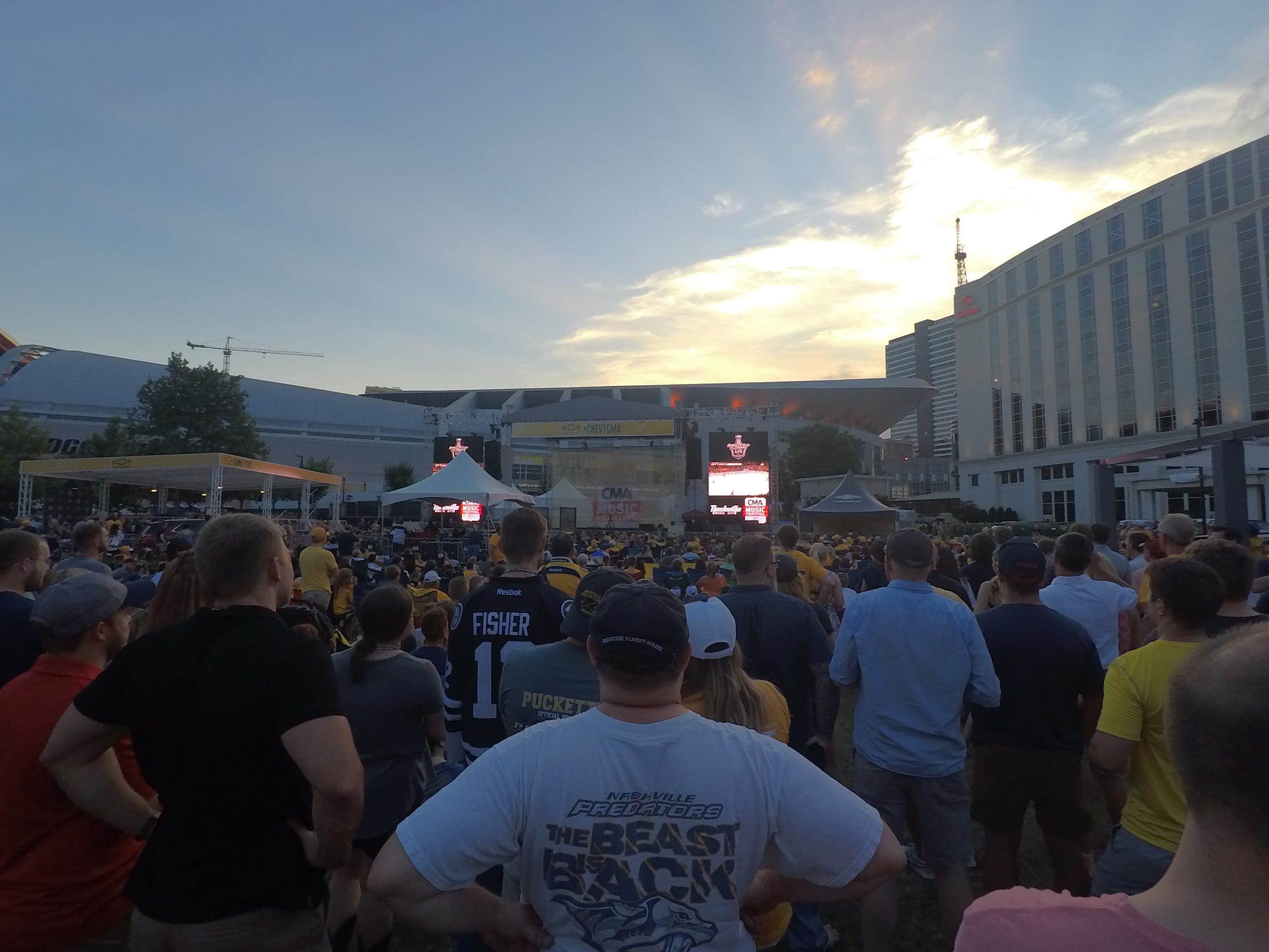 The park next to the Country Music Hall of Fame was PACKED for the Predators' game!!