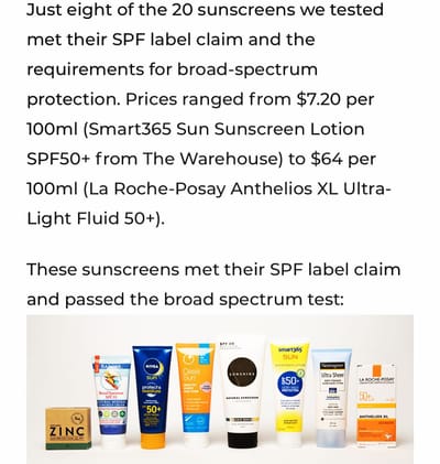 Consumer NZ Sunscreen Report