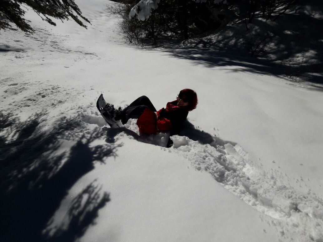 Du raqueting dans la neige vierge - que du bonheur.
