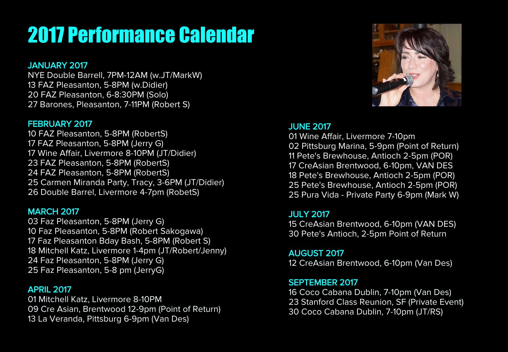 2017 Performance Calendar