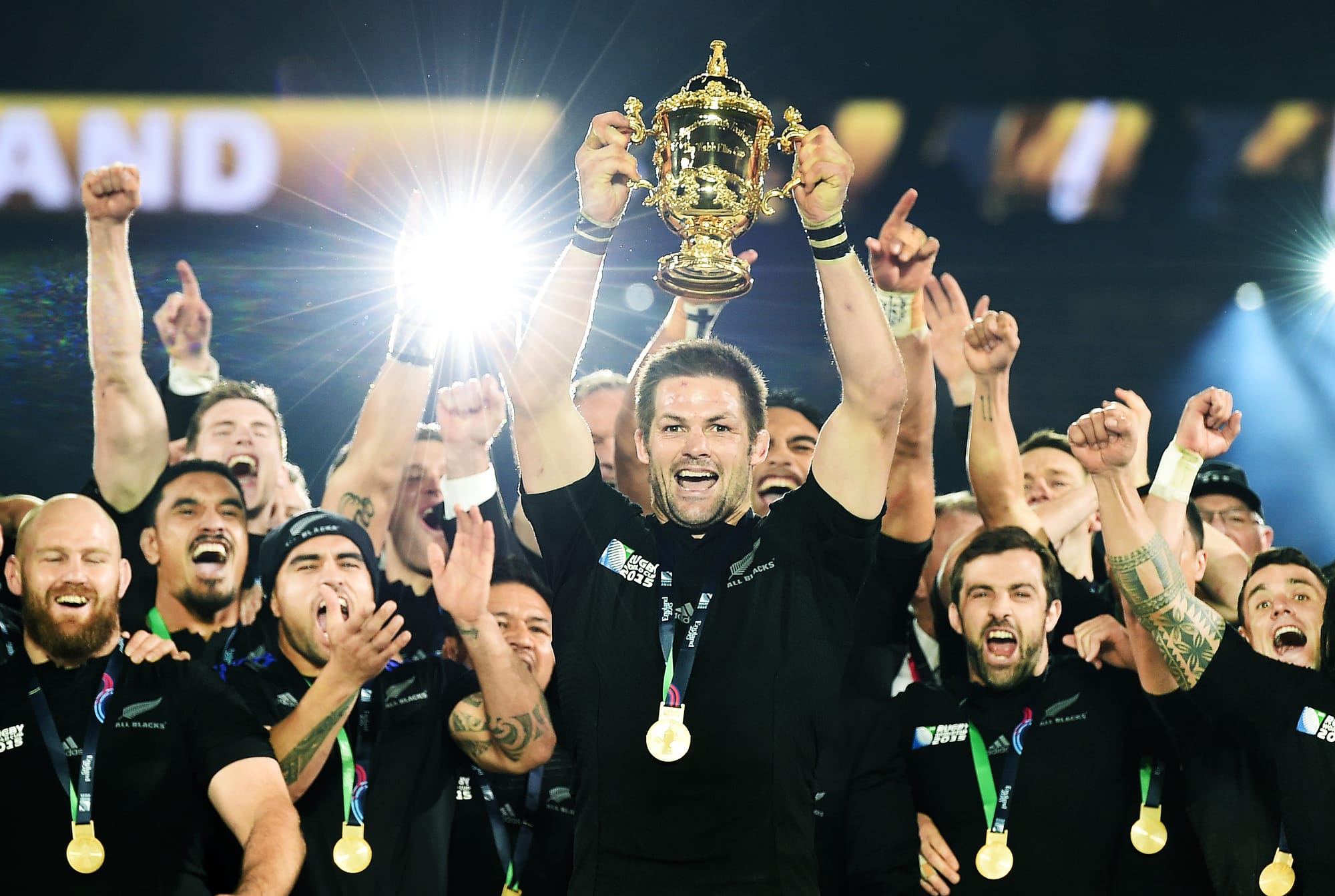 All Blacks World Cup winners, London, 2015.