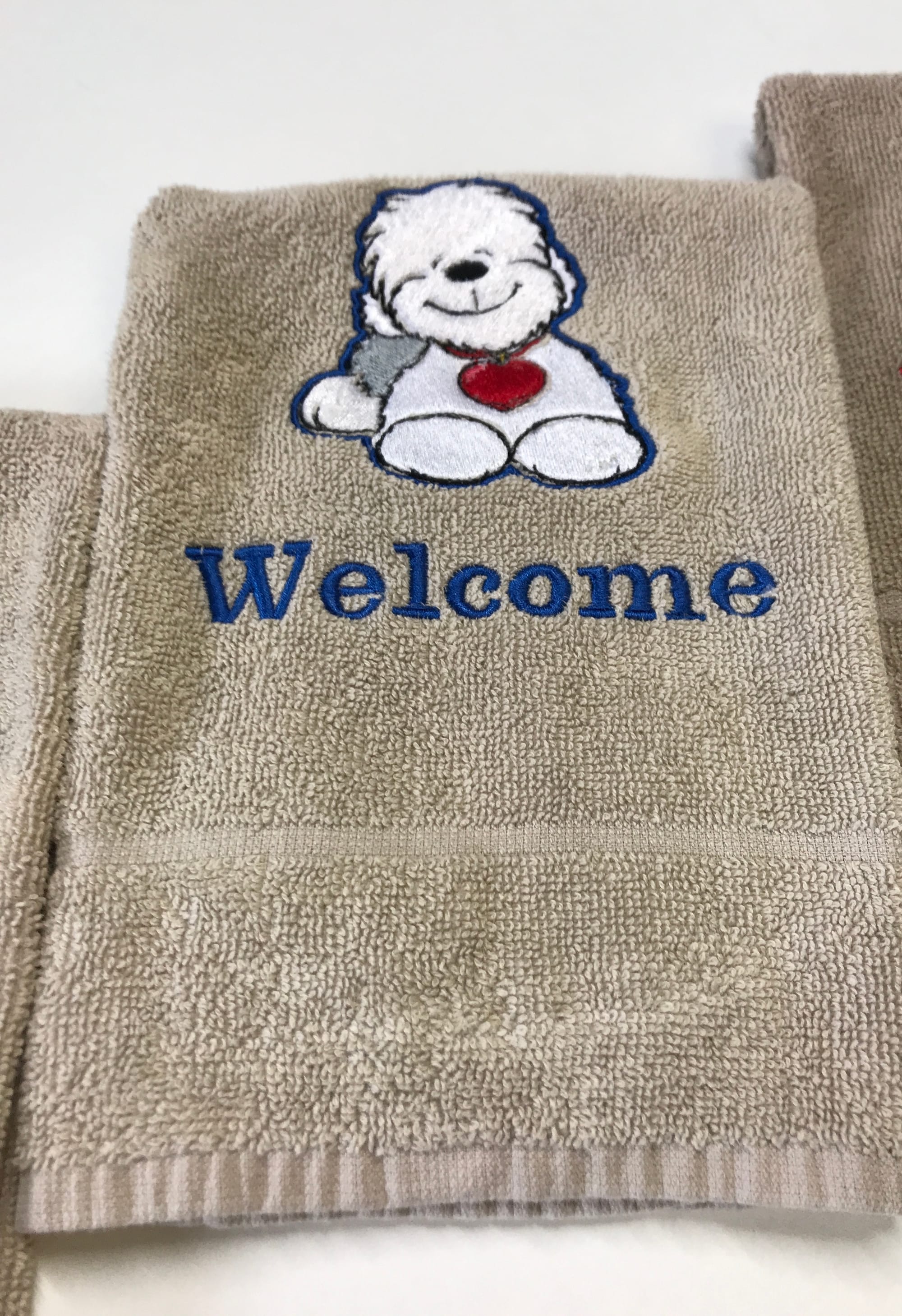 guest towel Welcome blue