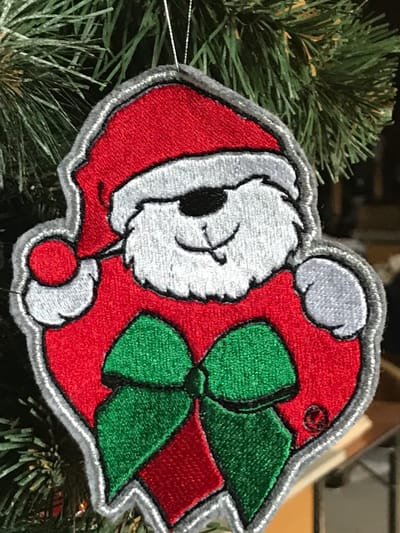 Red with green decoration