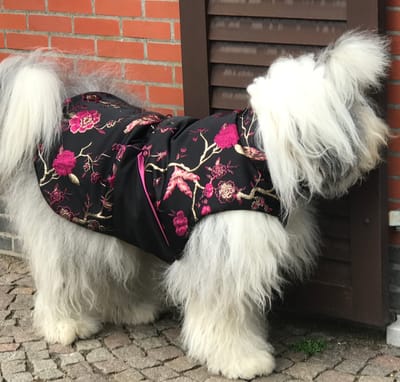 rain jacket with gold and pink