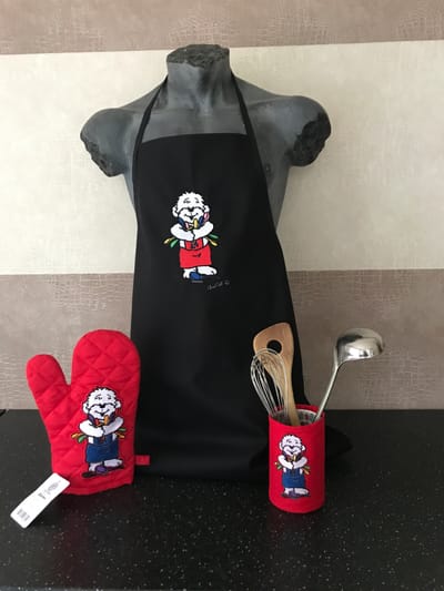 Black and red broidery