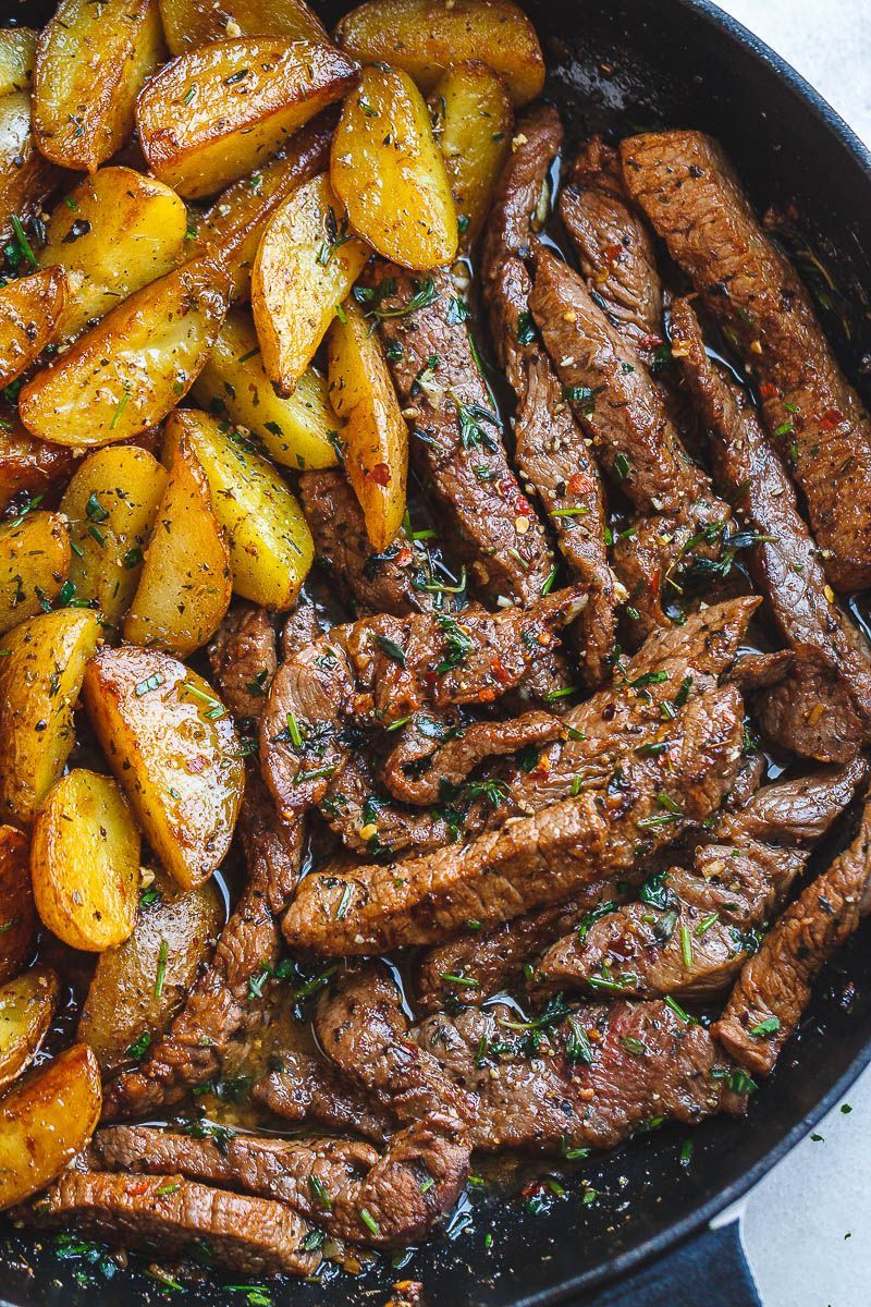 Garlic Butter Steak and Potatoes Skillet -