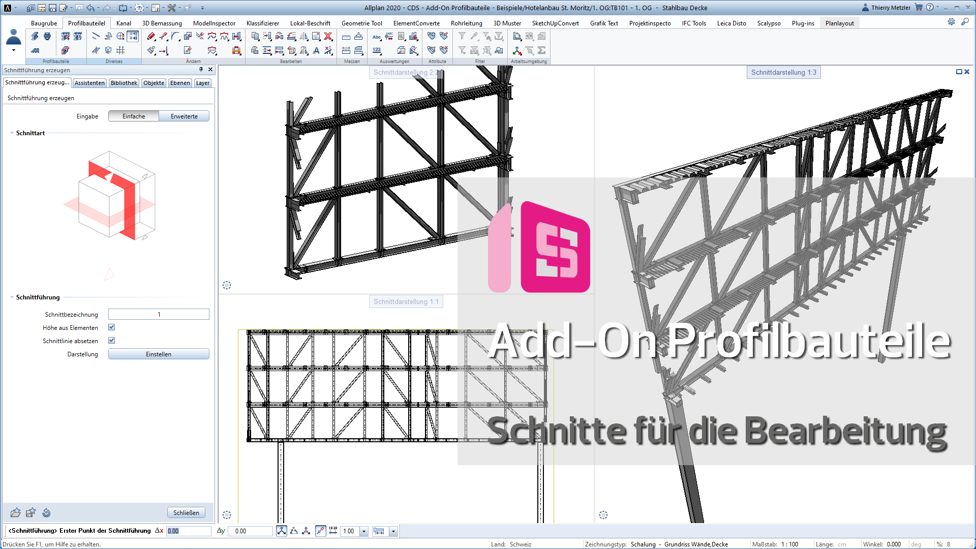 Schnitte für die Bearbeitung