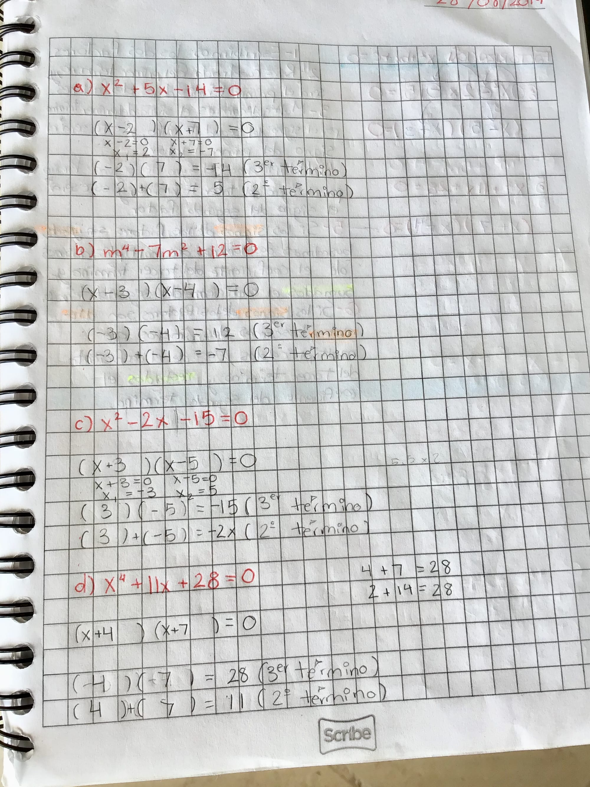 2. Ejercicios de repaso - Factorización x2+bx+c=0