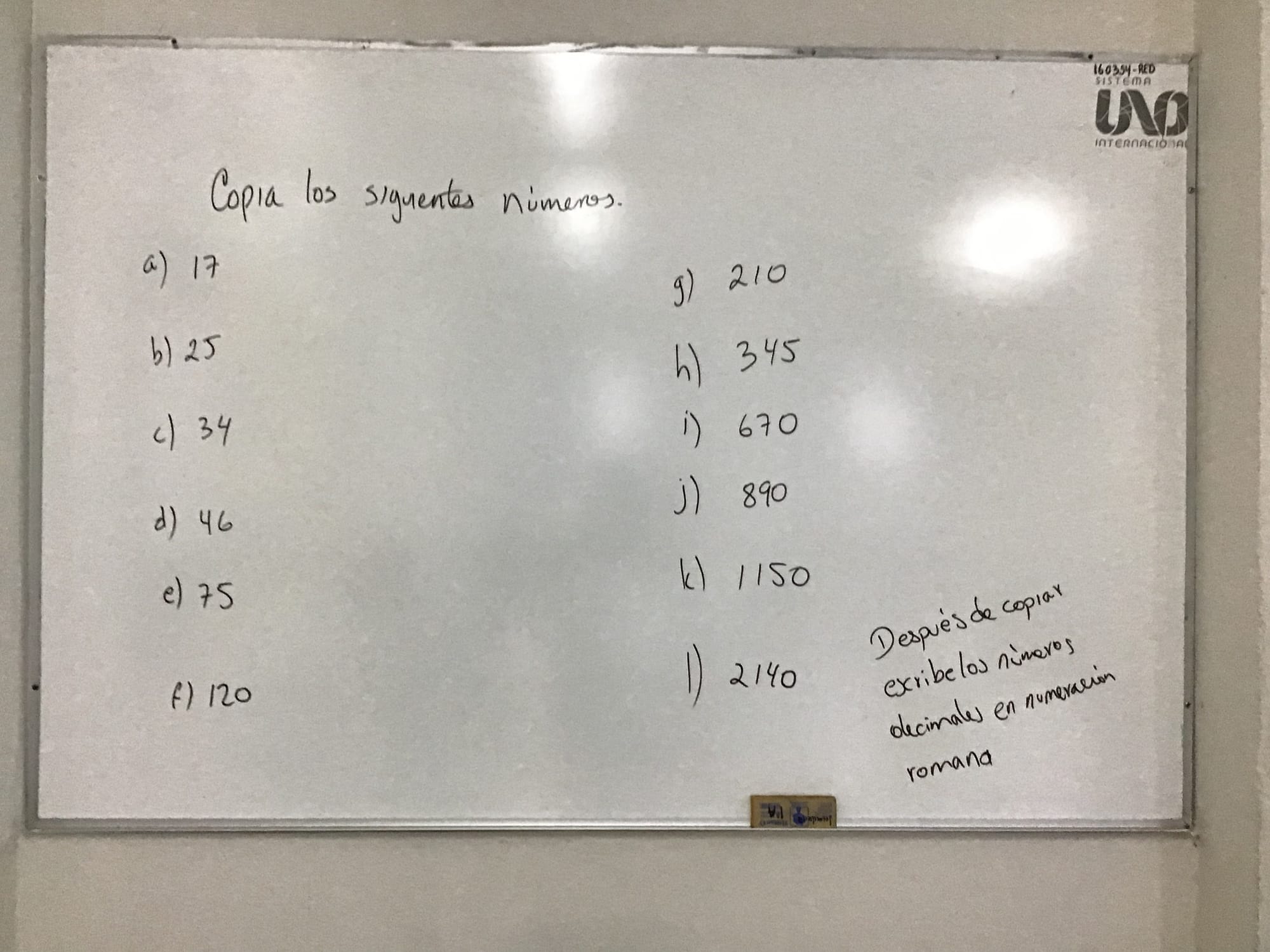 7. Convierte los siguientes números a numeración romana