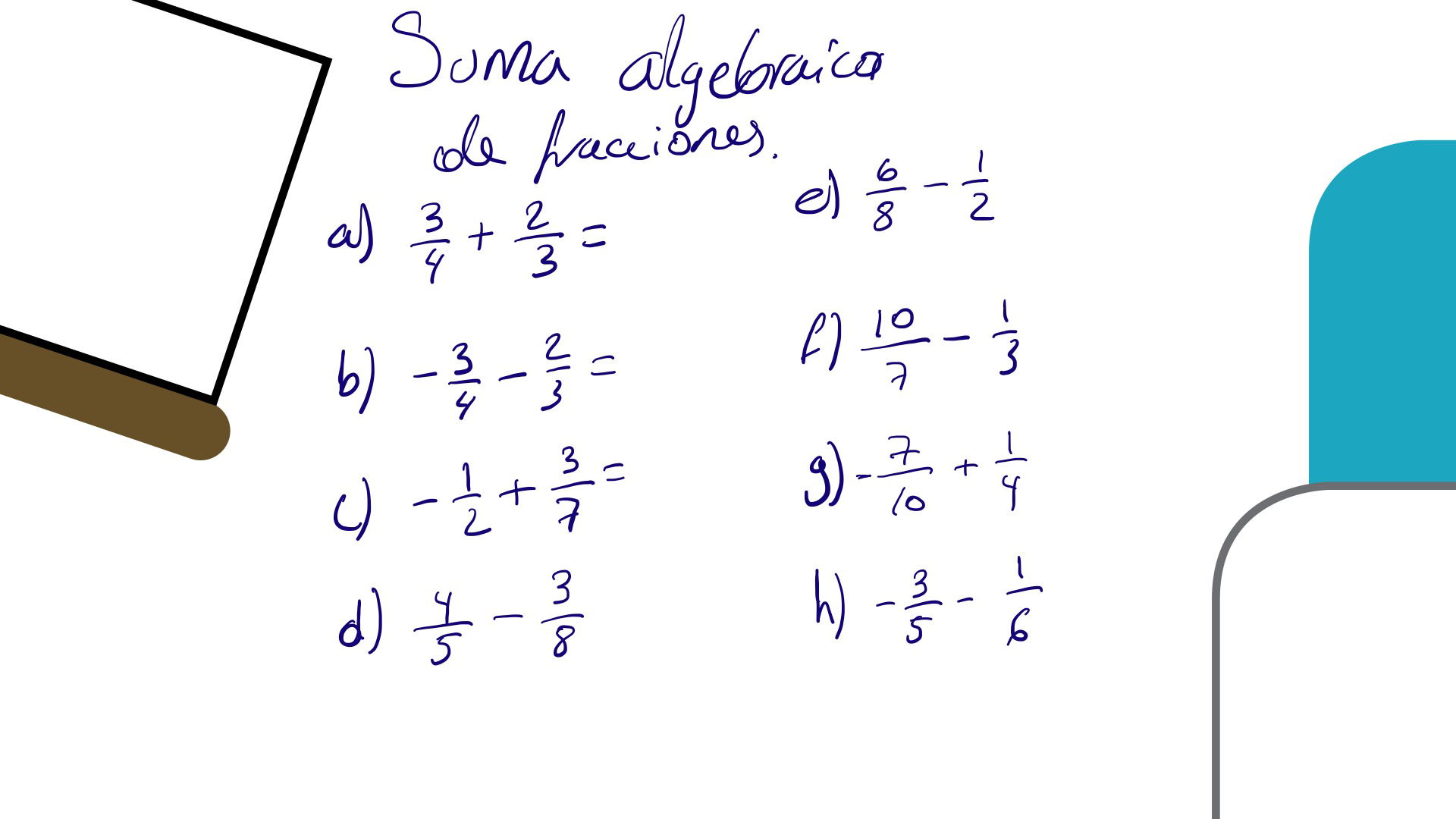 14. Ejercicios suma algebraica de fracciones