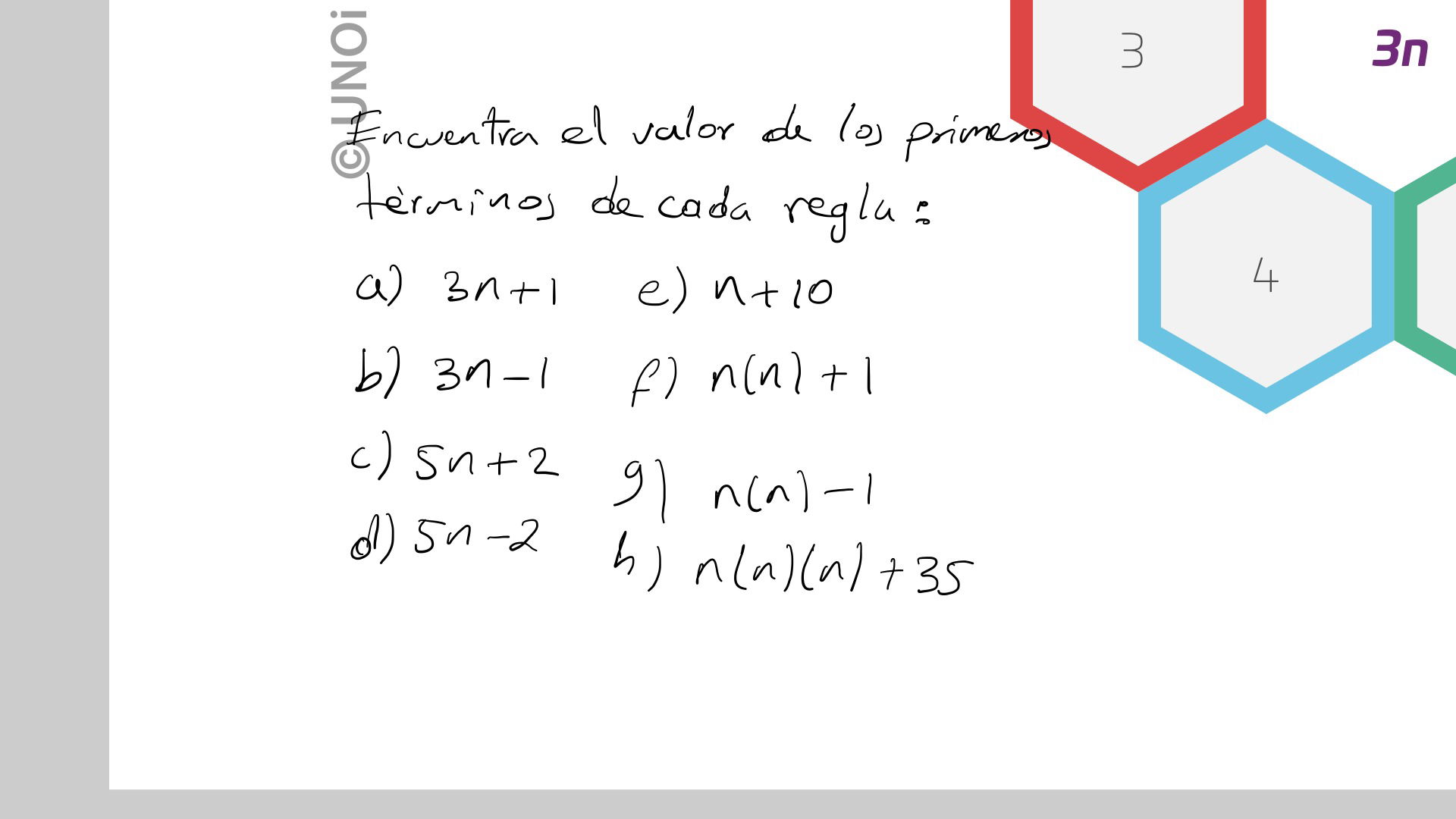 18. Encuentra la sucesión que satisface la regla.