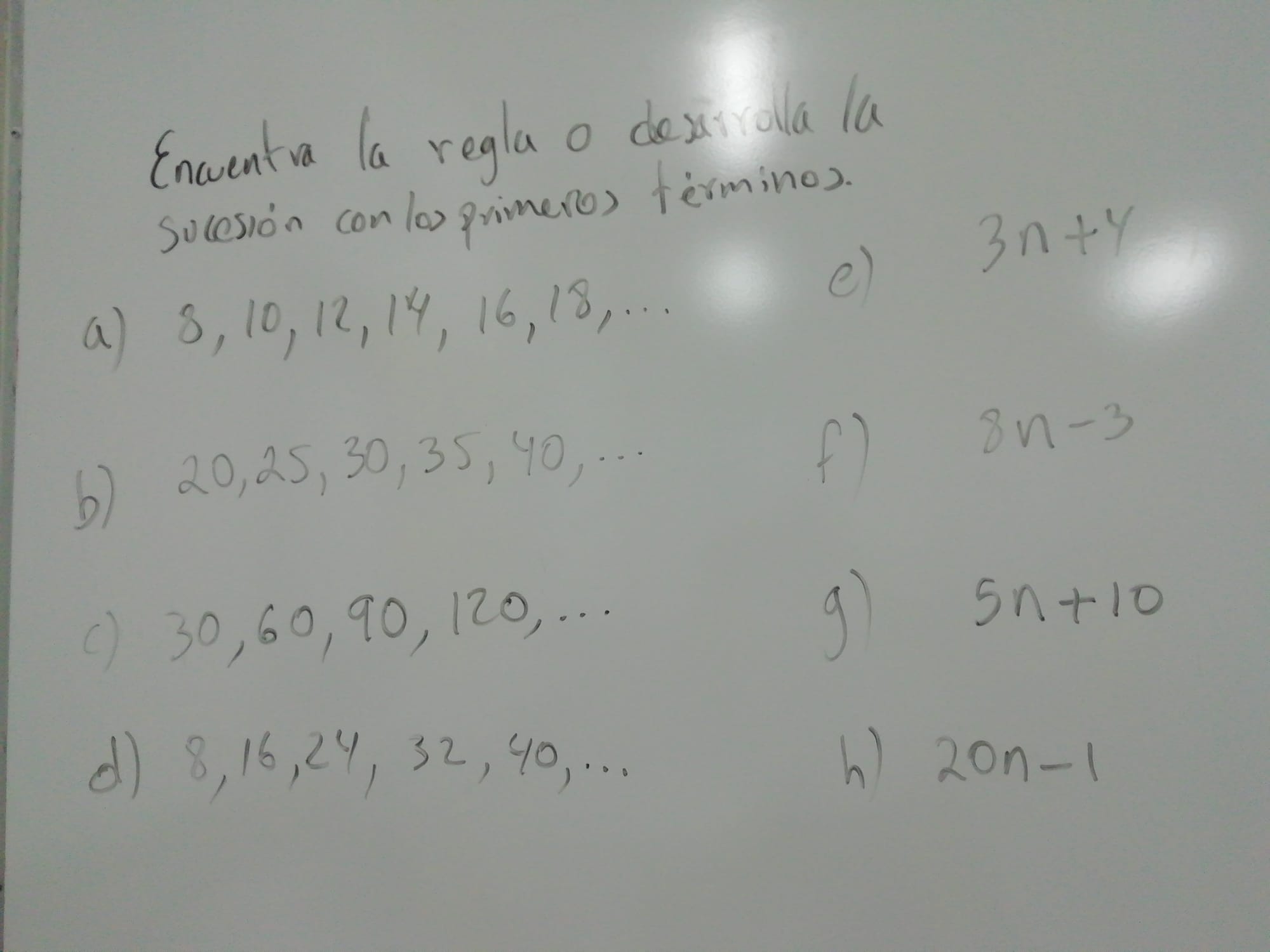 20. Encuentra la regla o la sucesión.