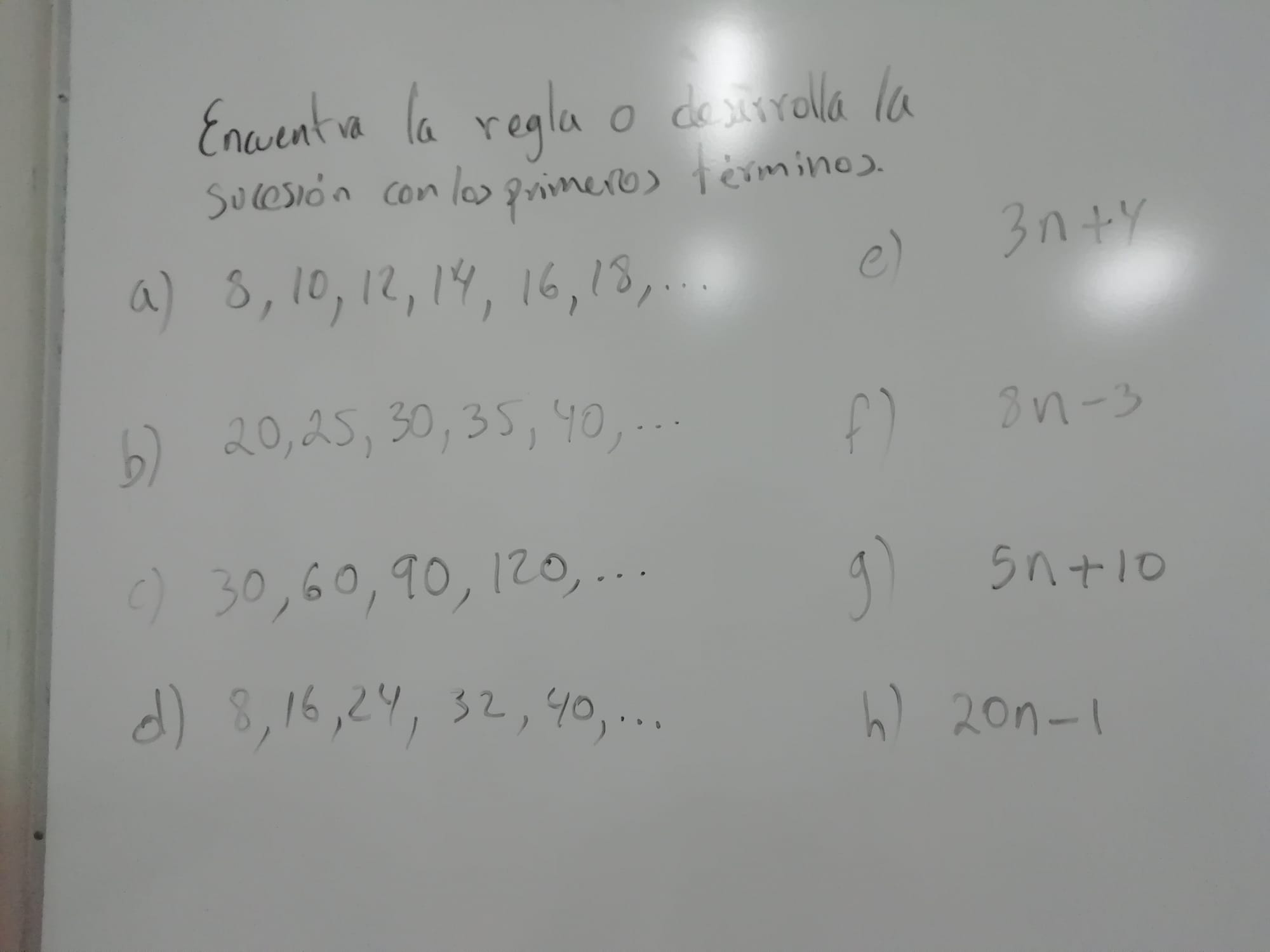 21. Encuentra la regla o la sucesión.