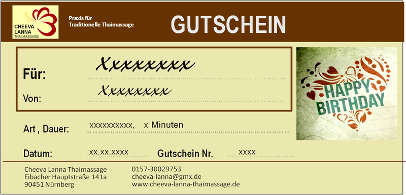 hier die Namen und die Art und Dauer der Massage