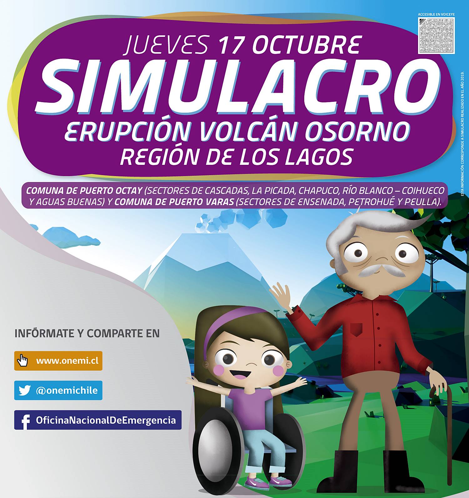 Este jueves 17 de Octubre en Pto Octay y Pto Varas se Realizará Simulacro de Evacuación por Erupción del Volcán Osorno