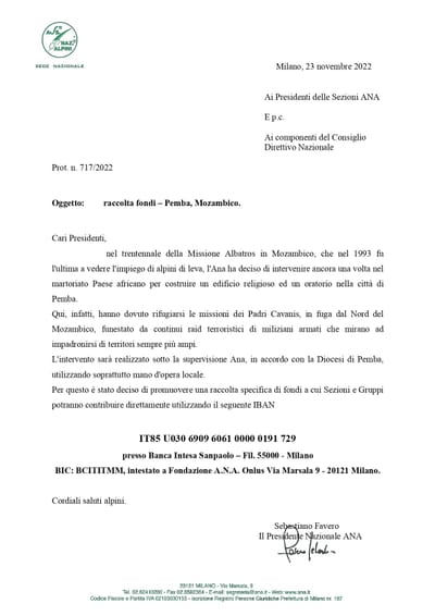 RACCOLTA FONDI PER IL MOZAMBICO